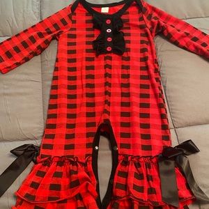 Baby girl ruffle Christmas Romper